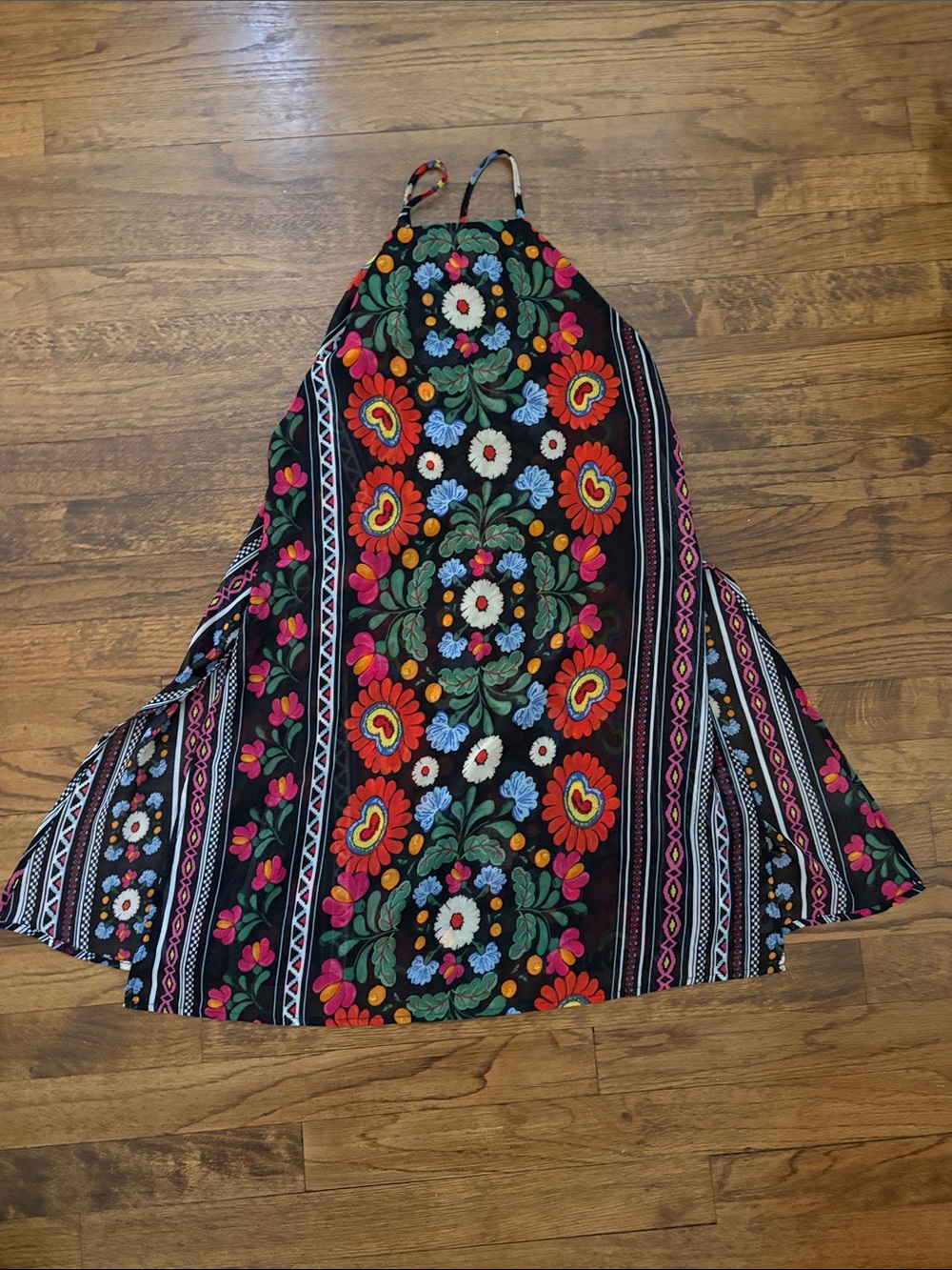 Show Me Your MuMu Black Floral Strappy Sundress with Multicolor Print